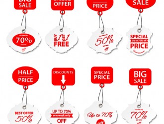 8 etichette saldi – red and white sales tags