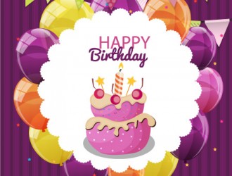 torta compleanno, palloncini, festoni – cute cake birthday card