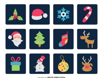 12 icone Natale sfondo nero- Christmas icons