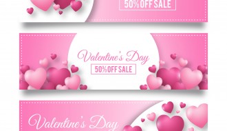 3 banner San Valentino – Valentines day pink banner