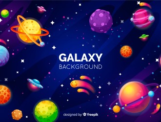 sfondo galassia con pianeti – galaxy background with planets